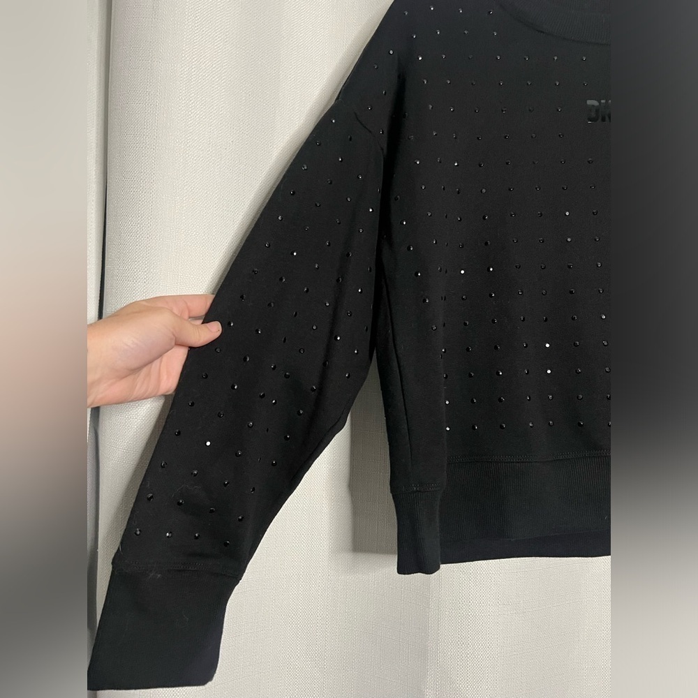 DKNY Sport Black Rhinestone Crewneck Sweatshirt XS - Picture 9 of 12